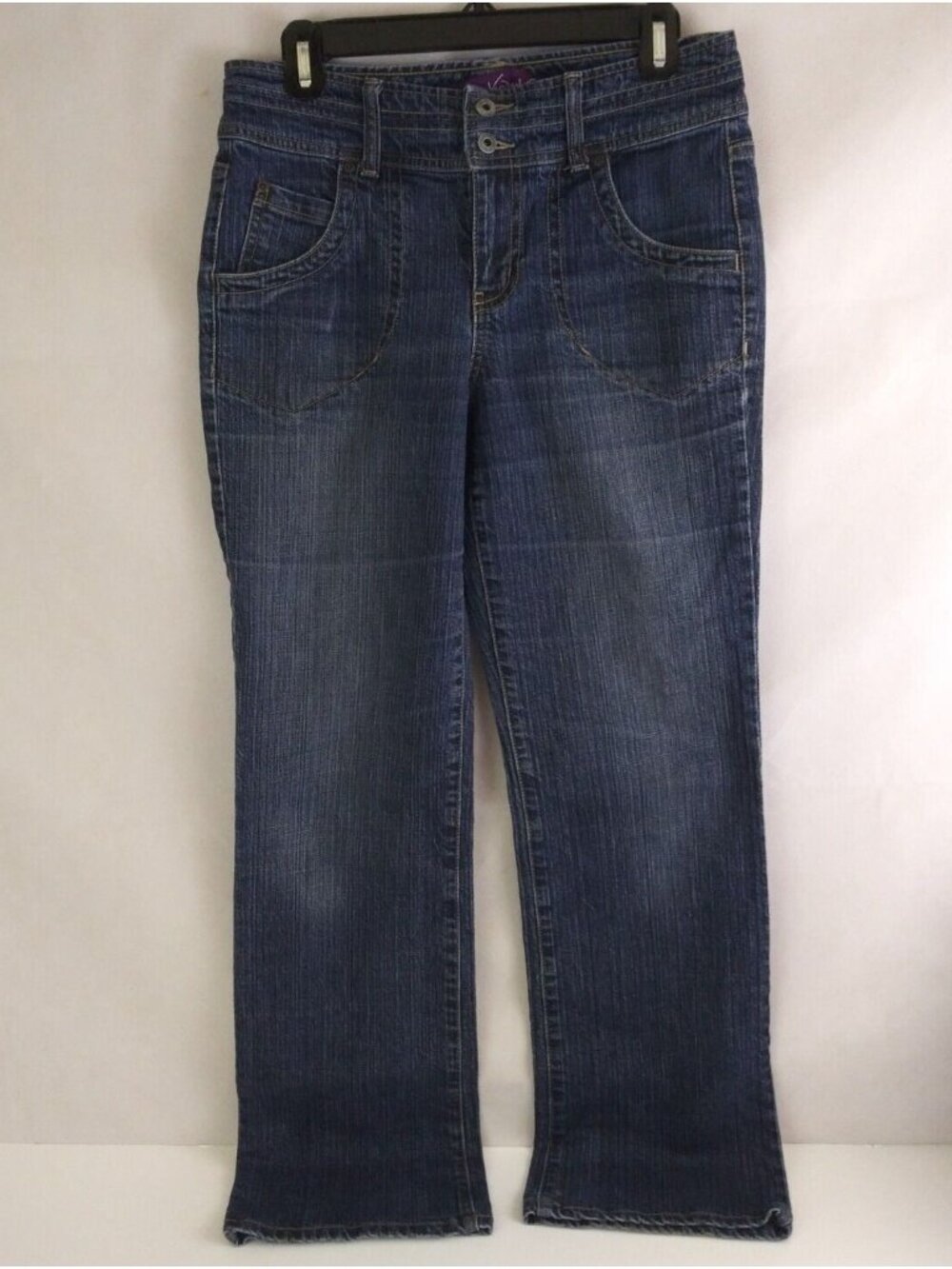 Gloria Vanderbilt Distressed Whiskered Embroidered Double Button Jeans Size 6